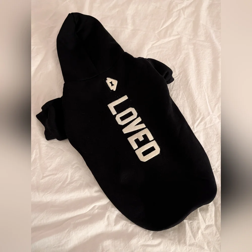 House Dogge LOVED Cozy Fleece Black Dog Hoodie - Oprah's Favorite Things - Small
